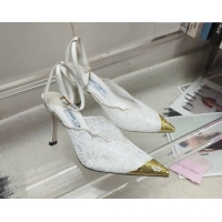 Best Price Jimmy Choo Faiz Lace Pumps 9cm with Metal Detail White 60206100 2026