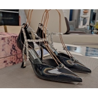 Good Quality Jimmy Choo Stevie Pumps 8cm in Patent Leather with Strass Strap Black 0206105 2026