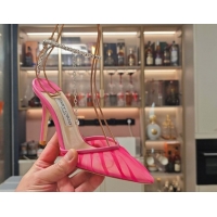 Pretty Style Jimmy Choo Saeda Heel Pumps 10cm in Tulle Mesh with Strass Strap Pink 0206116 2026