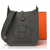 Top Quality Hermes Evelyne Mini TPM Bag 18cm in Original Togo Leather HB18 Pewter Grey/Silver (Pure Handmade)