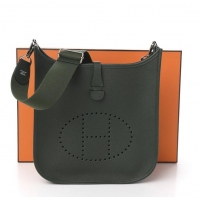 Famous Brand Hermes Evelyne Mini Bag 18cm in Togo Leather H1048 Almond Green/Silver (Half Handmade)