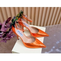 Stylish Jimmy Choo Marja Pumps 10cm in Patent Leather with Flower Orange 0207019 2026