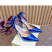 Stylish Jimmy Choo Marja Pumps 10cm in Patent Leather with Flower Blue 0207020 2026
