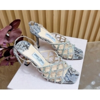 Duplicate Jimmy Choo Snakeskin Print and Strass Heel Sandals 9cm JC020701 Grey 2026