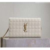 Luxury Discount Saint Laurent Cassandre Quilted Lambskin Leather Chain Bag 743364 White 2026