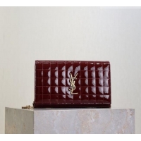 Reasonable Price Saint Laurent Cassandre Quilted Patent Leather Chain Bag 743364 Burgundy 2026