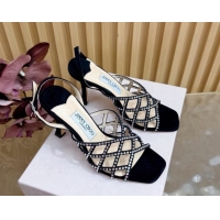 Best Price Jimmy Choo Suede and Strass Heel Sandals 9cm JC020701 Black 2026