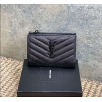 Good Taste Saint Laurent Grained Leather Short Wallet 575974 All Black 2026