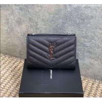 Buy Discount Saint Laurent Grained Leather Short Wallet 575974 Black/Silver 2026