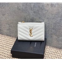 Free Shipping Discount Saint Laurent Grained Leather Short Wallet 575974 White 2026