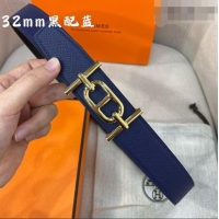 Buy Fashionable Hermes Ancre belt buckle & Reversible Epsom leather strap 3.2cm 0314 Black/Blue 2025