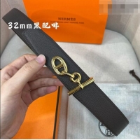 Famous Brand Hermes Yachting belt buckle & Reversible Epsom leather strap 3.2cm 0314 Black/Coffee 2025