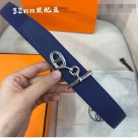 Grade Discount Hermes Yachting belt buckle & Reversible Epsom leather strap 3.2cm 0314 Black/Blue 2025