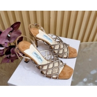 Luxury Jimmy Choo Suede and Strass Heel Sandals 9cm JC020701 Brown 2026