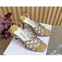 Best Price Jimmy Choo Suede and Strass Heel Sandals 9cm JC020701 Beige 2026