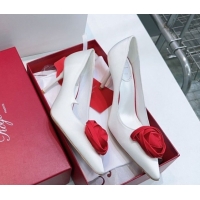 Top Grade Roger Vivier Rose Pumps 10cm in Satin 0225001 White 2026