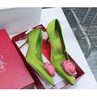 Good Looking Roger Vivier Rose Pumps 10cm in Satin 0225001 Green 2026
