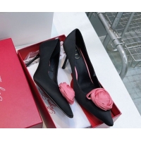 Grade Quality Roger Vivier Rose Pumps 10cm in Satin 0225001 Black 2026