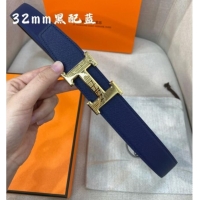 Inexpensive Hermes Constance belt buckle & Reversible Epsom leather strap 3.2cm 0314 Blue/Black 2025