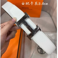 Super Quality Hermes Constance belt buckle & Epsom leather strap 3.8cm 0314 White/Khaki 2025
