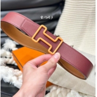 Top Quality Hermes Tonight Color belt buckle & Reversible Epsom leather strap 3.8cm 0314 Burgundy/Brown 2025