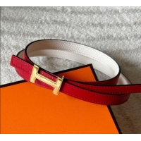 Luxury Cheap Hermes Focus belt buckle & Reversible leather strap 1.3cm 0314 Red/White 2025