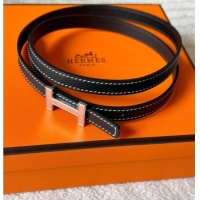 Good Taste Hermes Focus belt buckle & Reversible leather strap 1.3cm 0314 Black/Silver 2025