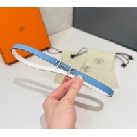 Promotional Hermes Gamma Belt Buckle & Reversible Leather Strap 1.3cm 0314 Blue/White 2025