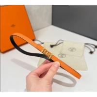 Best Quality Hermes Ancre Belt Buckle & Reversible Leather Strap 1.3cm 0314 Orange/Black 2025