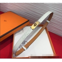 Cheapest Hermes Kelly Duo Belt 1.8cm in Crocodile Embossed Calfskin with Metal-Tone Buckle H2011025 White 2025