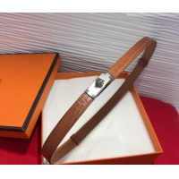 New Fashion Hermes Kelly Duo Belt 1.8cm in Crocodile Embossed Calfskin with Metal-Tone Buckle H2011025 Brown/Silver 2025
