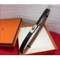 Top Design Hermes Kelly Duo Belt 1.8cm in Crocodile Embossed Calfskin with Metal-Tone Buckle H2011025 Black/Silver 2025