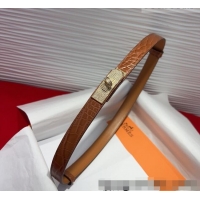 Grade Hermes Kelly Duo Belt 1.8cm in Crocodile Embossed Calfskin with Gold Strass Paved Buckle H2011025 Brown 2025
