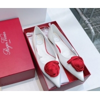 Stylish Roger Vivier Rose Ballerinas Flat in Satin White 0225008 2026