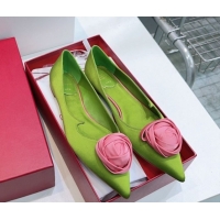 Top Grade Roger Vivier Rose Ballerinas Flat in Satin 0225008 Green 2026