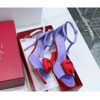 Good Looking Roger Vivier Rose Heel Sandals 10cm in Satin 0225015 Purple 2026