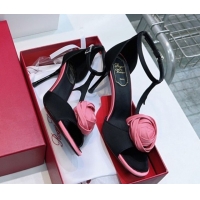 Most Popular Roger Vivier Rose Heel Sandals 10cm in Satin 0225015 Black 2026