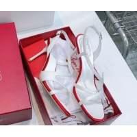 Luxury Roger Vivier Rose Heel Sandals 10cm in Satin 0225020 White 2026