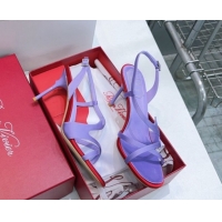Top Grade Roger Vivier Rose Heel Sandals 10cm in Satin 0225020 Purple 2026