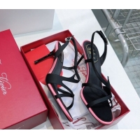 Popular Style Roger Vivier Rose Heel Sandals 10cm in Satin 0225020 Black 2026