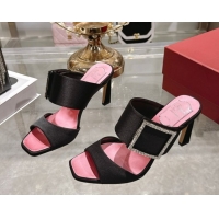 Good Quality Roger Vivier Trompette Heel Slides Sandal 8.5cm in Satin 0225025 Black 2026