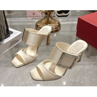 Buy Luxury Roger Vivier Trompette Heel Slides Sandal 8.5cm in Satin 0225025 White 2026