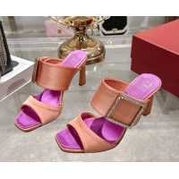 Pretty Style Roger Vivier Trompette Heel Slides Sandal 8.5cm in Satin 0225025 Pink 2026