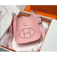 Shop Grade Hermes Evelyne Poche Ⅲ Bag 23cm in Clemence TC cow leather H4013 Milk Shake Pink 2026 (Half Handmade)