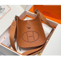 Free Shipping Hermes Evelyne Poche Ⅲ Bag 23cm in Clemence TC Cow Leather H4013 Brown 2026 (Half Handmade)