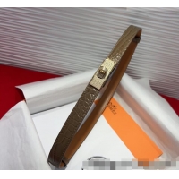 Grade Design Hermes Kelly Duo Belt 1.8cm in Crocodile Embossed Calfskin with Gold Strass Paved Buckle H2011025 Grey 2025