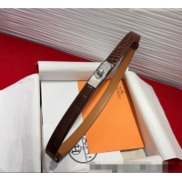 Best Product Hermes Kelly Duo Belt 1.8cm in Crocodile Embossed Calfskin with Silver Strass Paved Buckle H2011025 Dark Br