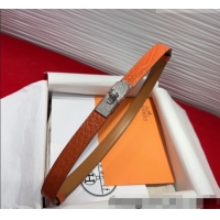 Discount Hermes Kelly Duo Belt 1.8cm in Crocodile Embossed Calfskin with Silver Strass Paved Buckle H2011025 Orange 2025
