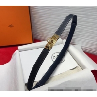 Promotional Hermes Rivale Denim Belt 1.8cm with Two Medor and Ring Buckle 8190 Dark Blue/Gold 2025