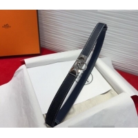 Top Quality Hermes Rivale Denim Belt 1.8cm with Two Medor and Ring Buckle 8190 Dark Blue/Silver 2025